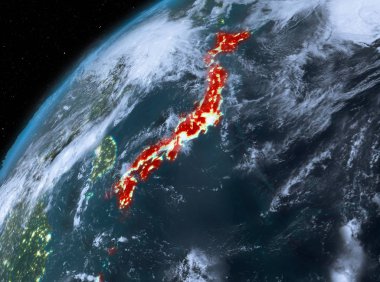 Planet Earth uzayda geceleri Japonya