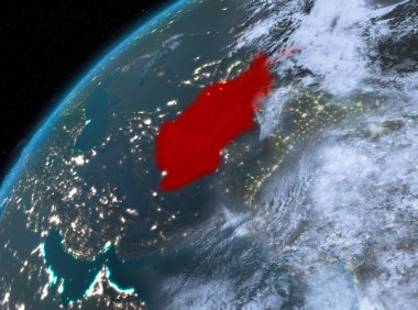 Afganistan Planet Earth gece uzayda