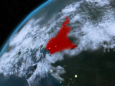 Planet Earth gece uzayda Kamerun