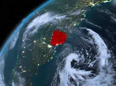 Planet Earth gece uzayda Uruguay