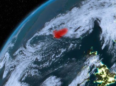 Planet Earth gece uzayda İzlanda