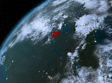 Ruanda Planet Earth gece uzayda