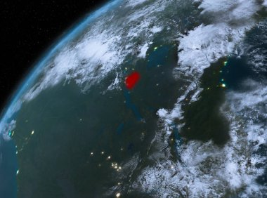 Planet Earth gece uzayda Burundi