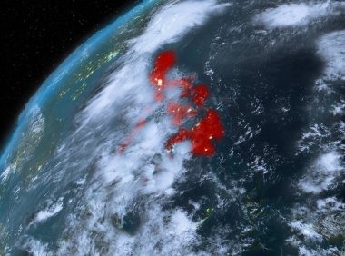 Planet Earth gece uzayda Filipinler