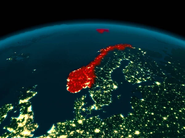 Norveç'in yörünge görünümü geceleri