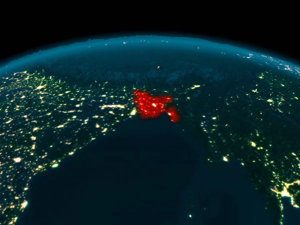 Geceleri Bangladeş yörünge görünümü