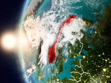 Yeryüzünde günbatımı sırasında Norveç