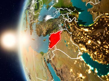 Yeryüzünde günbatımı sırasında Suriye