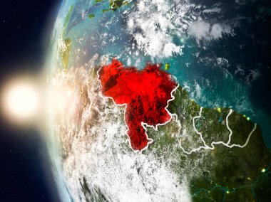 Yeryüzünde günbatımı sırasında Venezuela