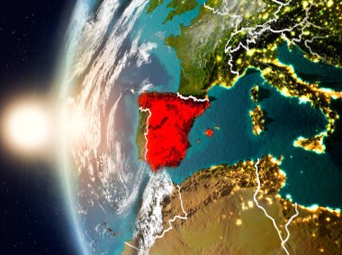 Yeryüzünde günbatımı sırasında İspanya