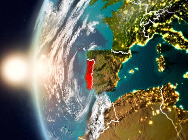 Gün batımı sırasında Portekiz Dünya üzerindeki