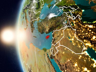 Yeryüzünde günbatımı sırasında Kıbrıs