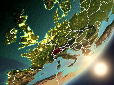 Uzaydan İsviçre yükselen güneş