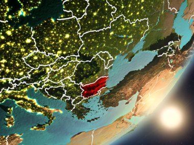 Uzaydan Bulgaristan yükselen güneş