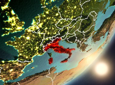 Uzaydan İtalya yükselen güneş