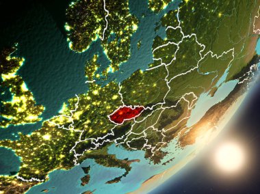 Çek Cumhuriyeti uzaydan yükselen güneş