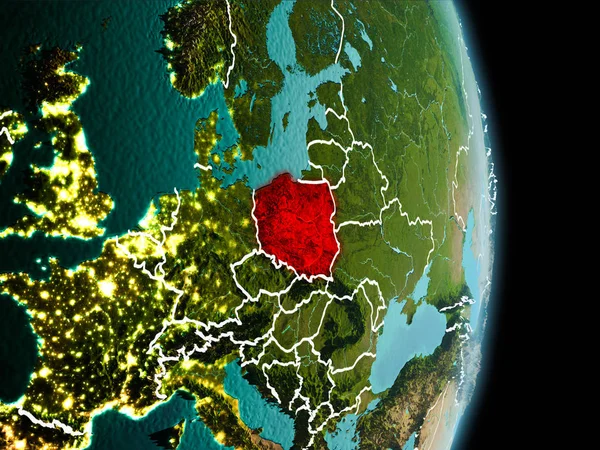 Morgon över Polen på jorden — Stockfoto