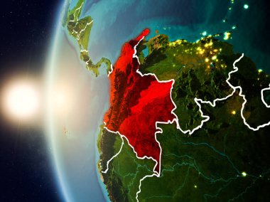 Günbatımı Kolombiya uzaydan yukarıda