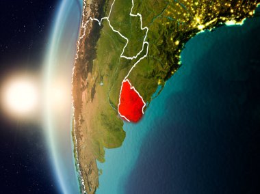 Günbatımı Uruguay uzaydan yukarıda