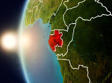 Gabon uzaydan yukarıda günbatımı