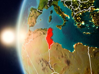 Günbatımı Tunus uzaydan yukarıda