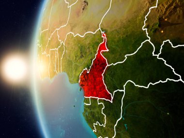 Günbatımı Kamerun uzaydan yukarıda