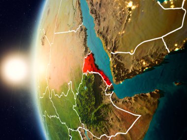 Eritre uzaydan yukarıda günbatımı