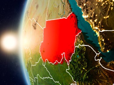 Günbatımı Sudan uzaydan yukarıda