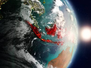 Endonezya gündoğumu sırasında