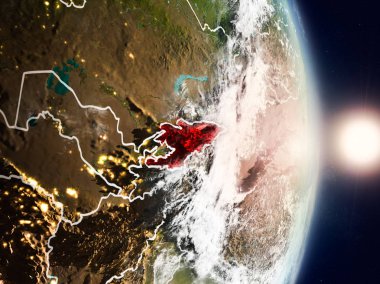 Kırgızistan gündoğumu sırasında