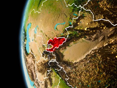 Kırgızistan akşam uzaydan