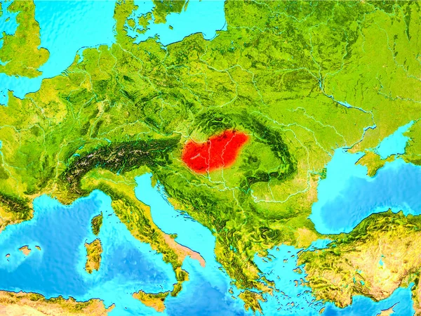 지구에 빨간색 헝가리 — 스톡 사진