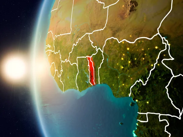 Puesta de sol sobre Togo desde el espacio —  Fotos de Stock