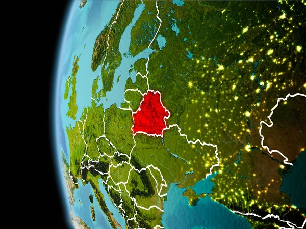 Беларусь из космоса вечером — стоковое фото