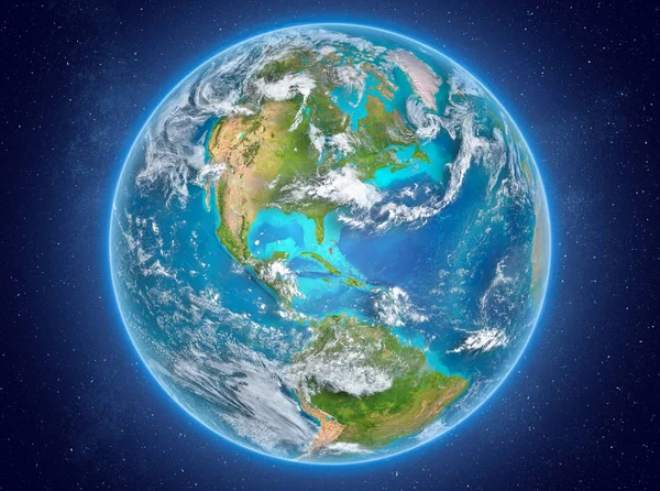 Bahamas no planeta Terra no espaço — Fotografia de Stock