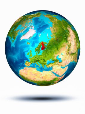 Beyaz arka plan ile yeryüzünde Finlandiya