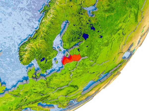Kaart van Letland op aarde — Stockfoto