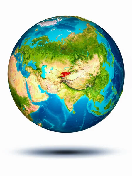 Quirguistão na Terra com fundo branco — Fotografia de Stock