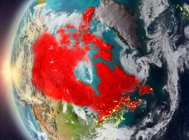 Gün batımı sırasında Kanada'dan alanı