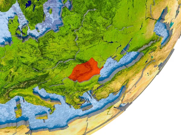 Mappa della Romania sulla Terra — Foto Stock