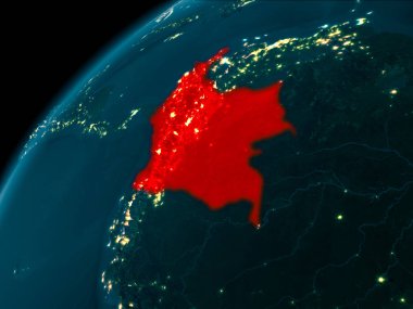 Dünya üzerinde gece Kolombiya