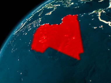 Dünya üzerinde gece Libya