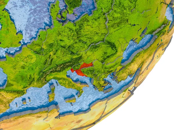 克罗地亚的地图在地球上 — 图库照片