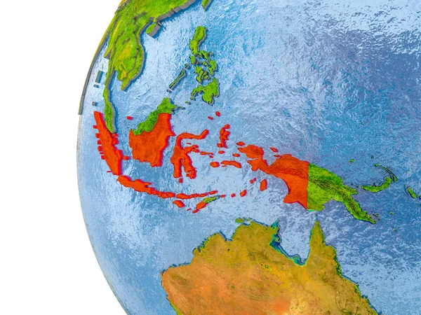Mapa da Indonésia no modelo de globo — Fotografia de Stock