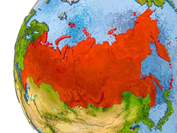 Karta över Ryssland på modell av världen — Stockfoto