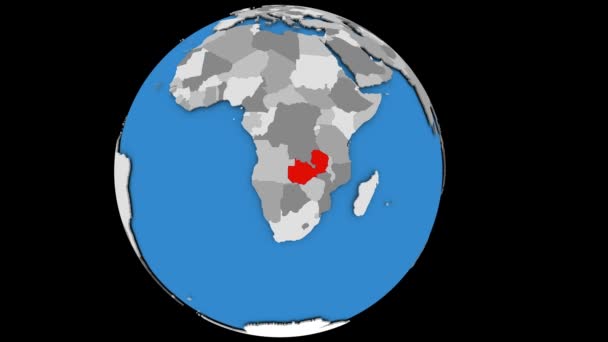 Sambia auf dem Globus — Stockvideo