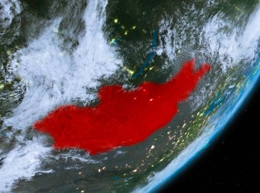 Geceleri Moğolistan yörünge görünümü