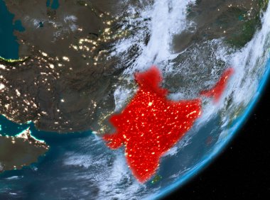 Geceleri Hindistan yörünge görünümü