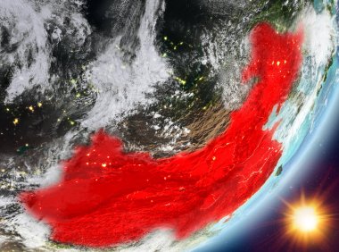 Gündoğumu sırasında Çin yörünge görünümü