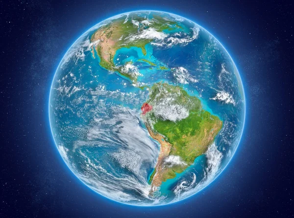 Ecuador op planeet Aarde in de ruimte — Stockfoto